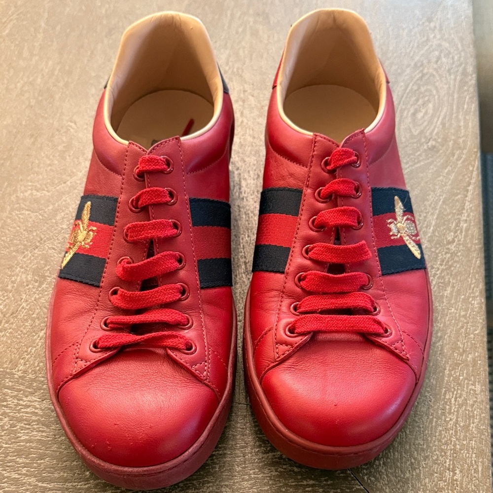 Men's Gucci Red Leather Sneakers